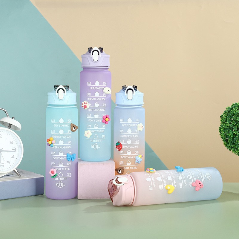 BỘ 3 BÌNH NƯỚC CHIA VẠCH NHẮC GIỜ
