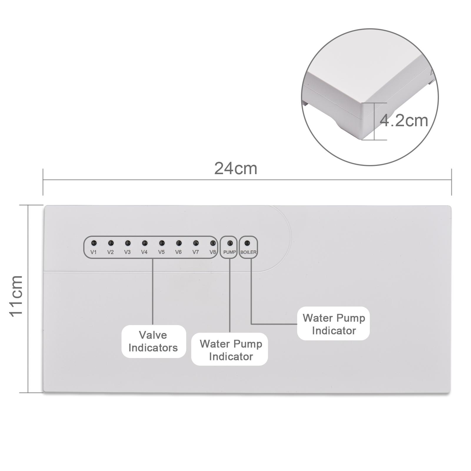 Bộ điều khiển trung tâm thông minh tập trung 8 kênh 220V với các chỉ số LED cho máy điều hòa không khí, hệ thống sưởi dưới sàn
