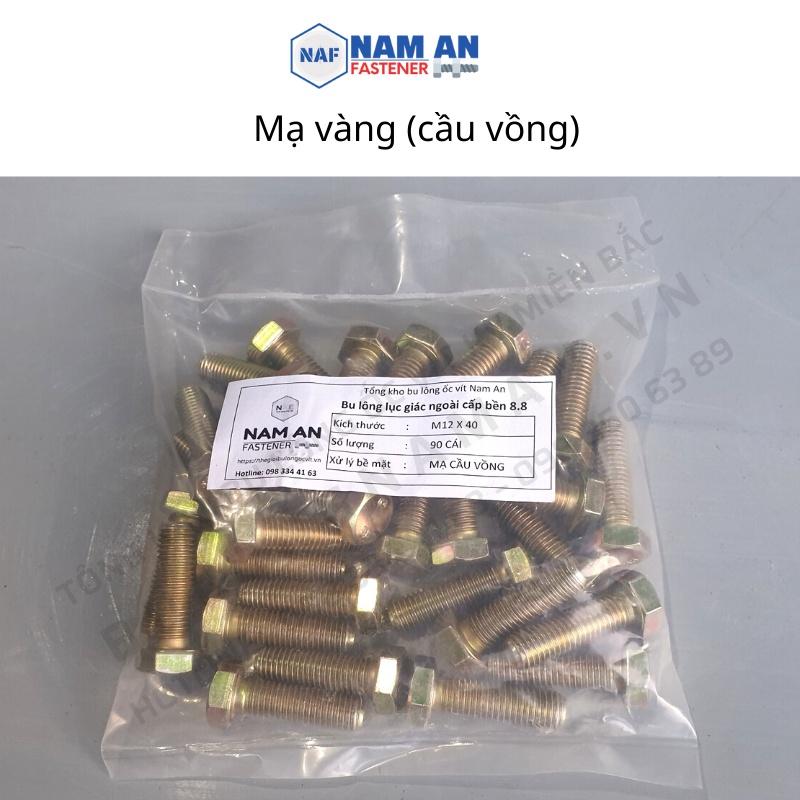 Bulong M16 cấp bền 8.8, bu lông lục giác M16, bu lông 8.8, độ dài: 30->200 mm. Màu: Đen, Vàng, Trắng