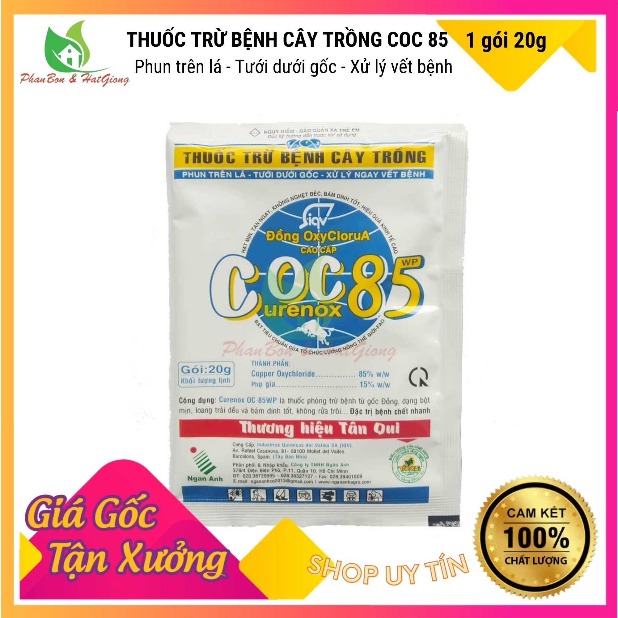 COC 85 / gói 20 gr Chế phẩm phòng trừ nấm bệnh, diệt vi khuẩn, tăng vi lượng đồng - Shop Phân Bón và Hạt Giống