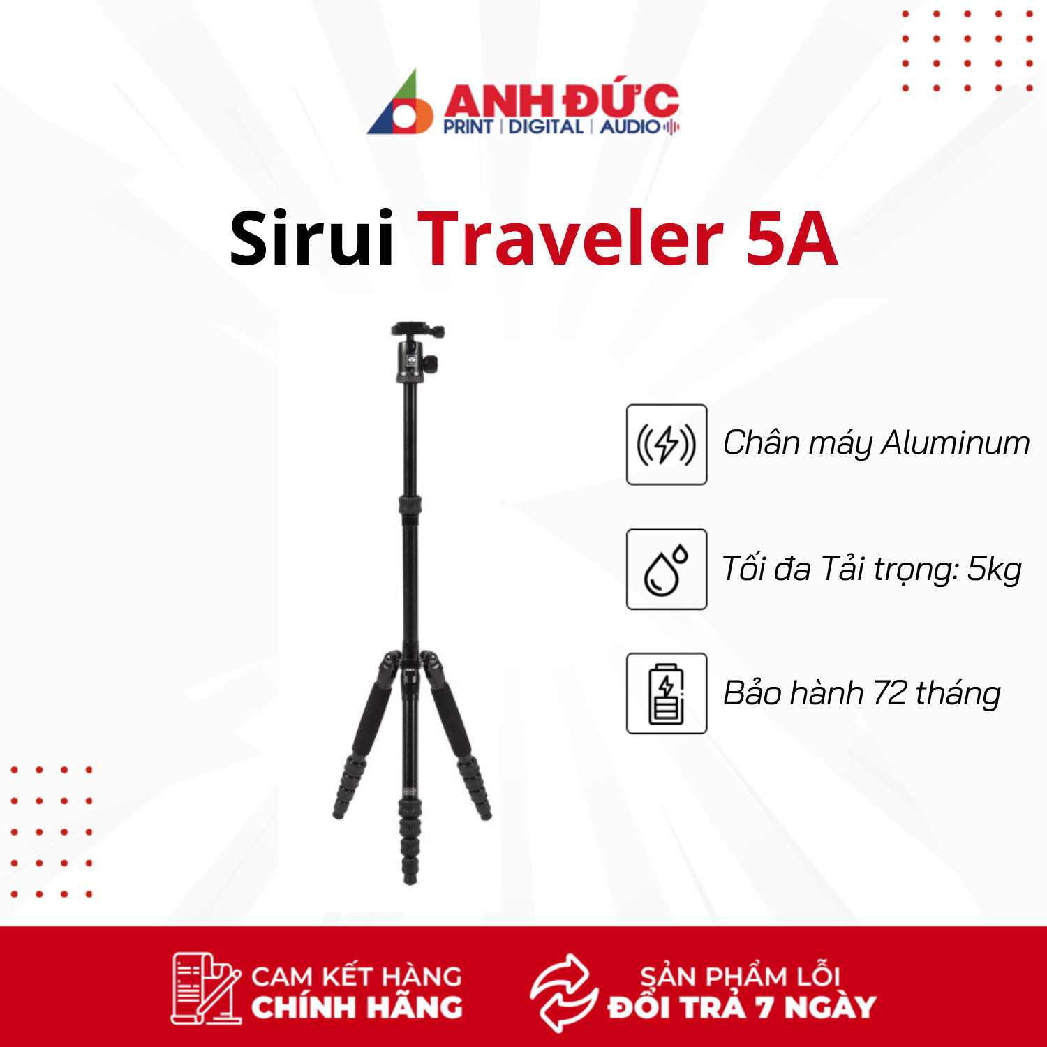 Chân máy ảnh Sirui Traveler 5A - Hàng Chính Hãng