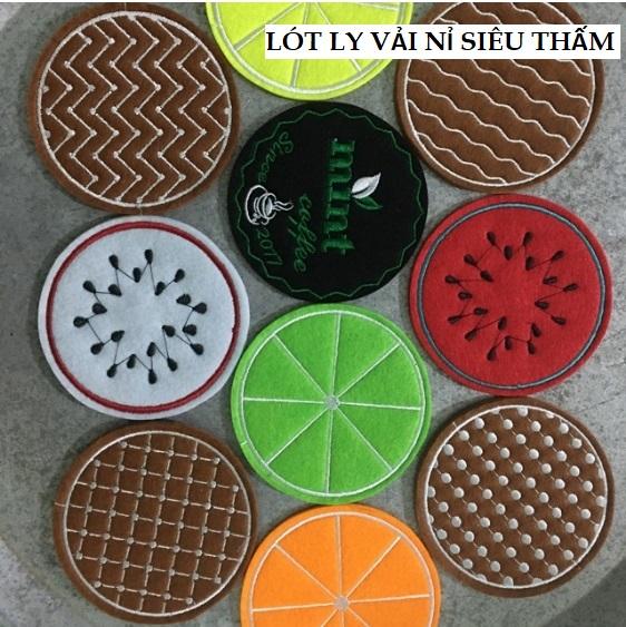 Đế lót ly vải nỉ thấm hút nhanh, lót ly lót cốc 9cm nhiều mẫu cho bạn lựa chọn GD538-LotLy