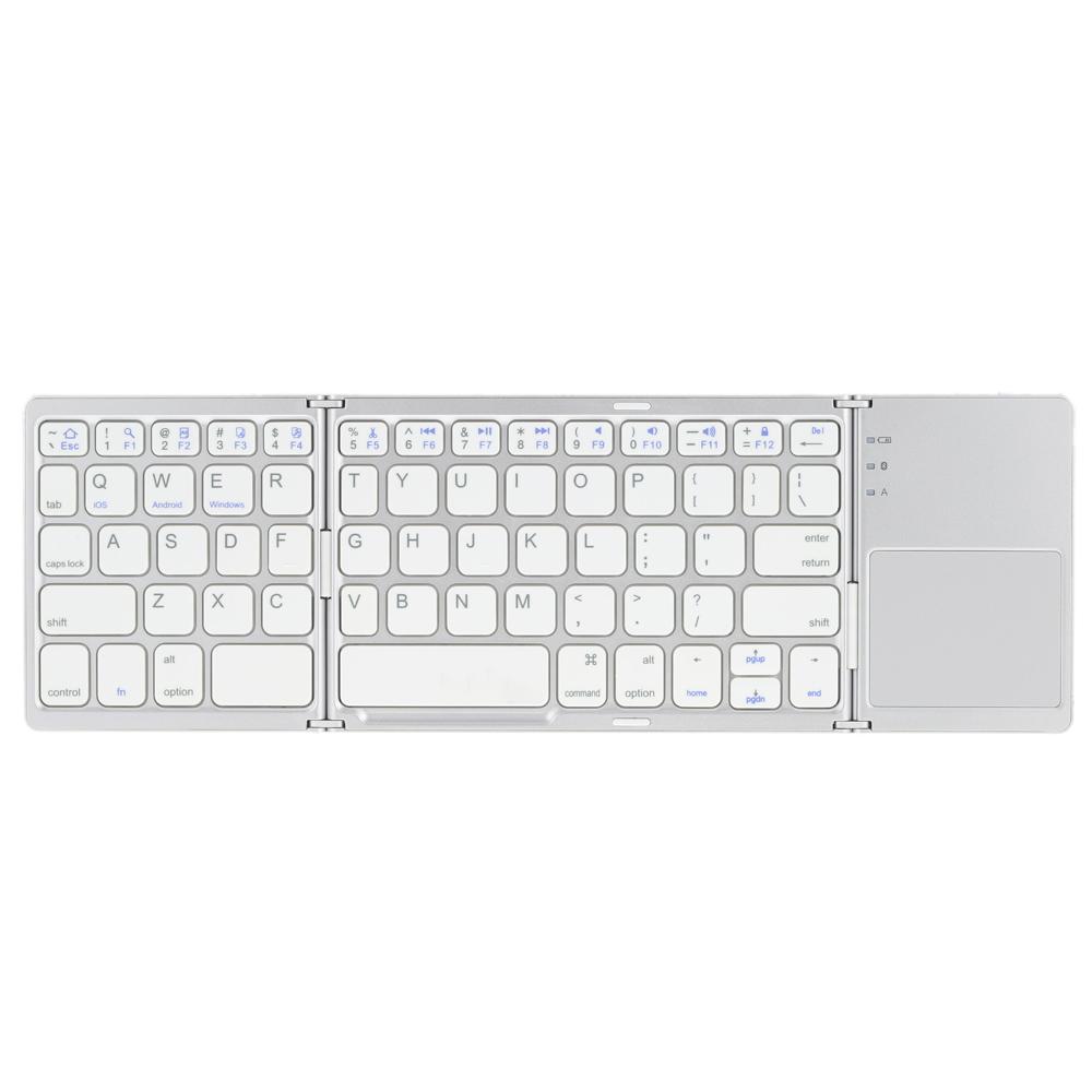 Portable Mini Ultra Slim Thin Foldable Folding BT Cordless Keyboard with Touchpad for Mobile Phone PC