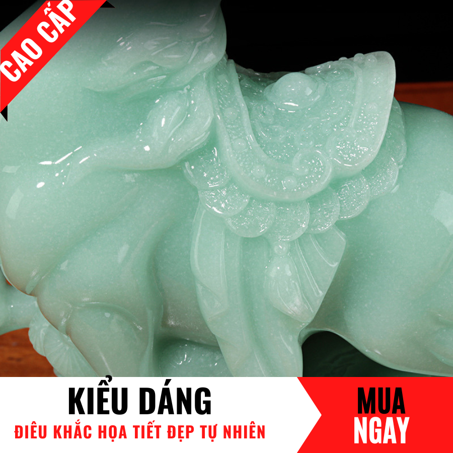 Tượng Ngựa Trang Trí Phong Thủy Bằng Đá Băng Ngọc Cao 34cm