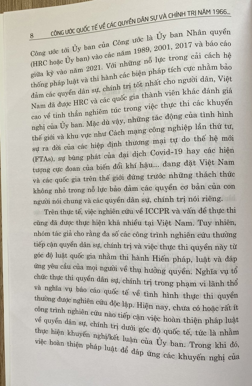 Công ước quốc tế về các quyền dân sự và chính trị năm 1966 và việc thực thi các khuyến nghị của ủy ban nhân quyền tại Việt Nam