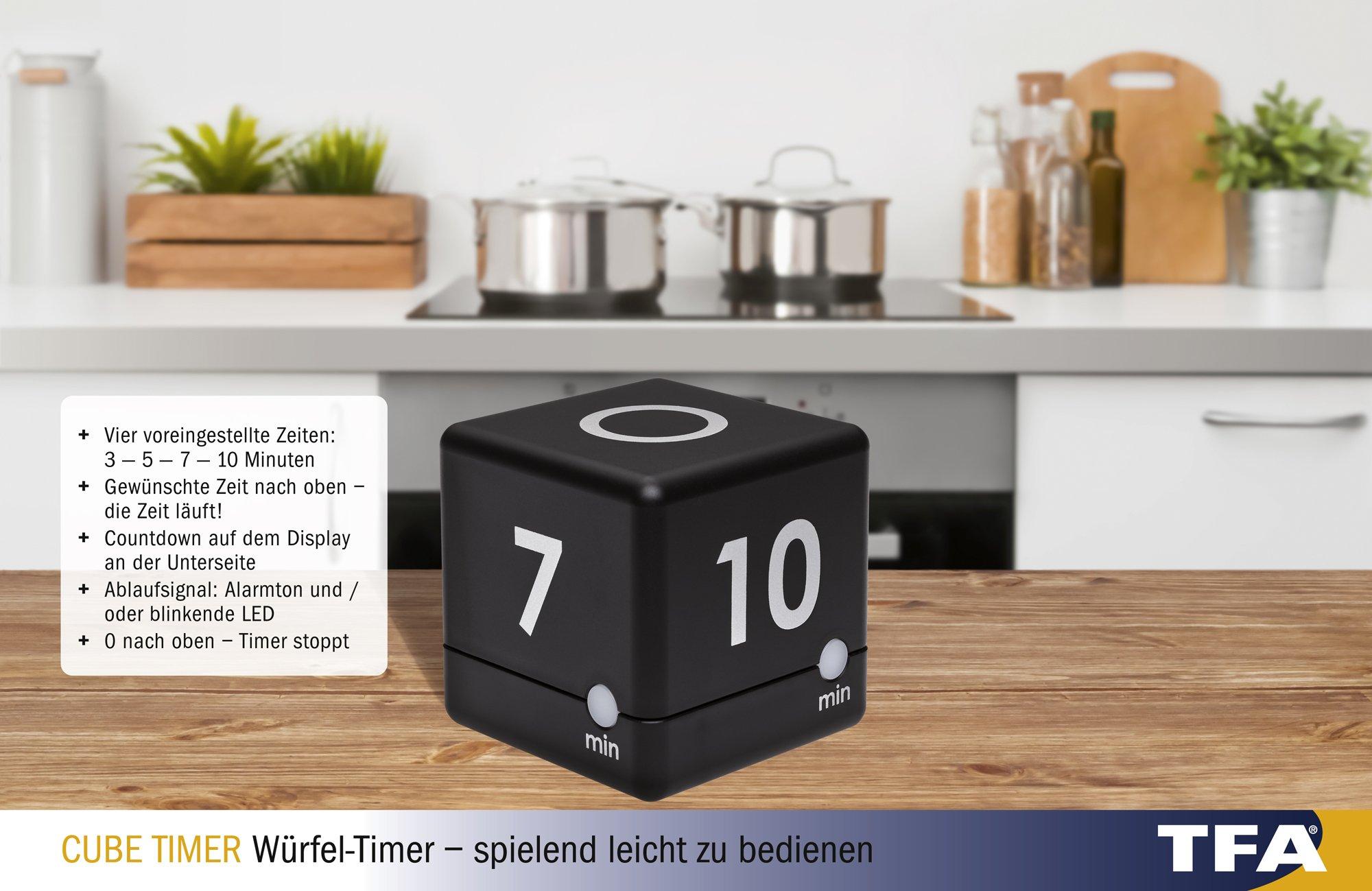 Đồng hồ bấm giờ khối kỹ thuật số, Cube thời gian, Đồng hồ bấm giờ, với 4 lần tiến độ cố định: 1-3-5-10 phút, Đen