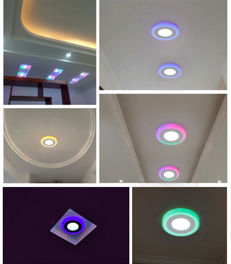 Bộ 10 Đèn led âm trần thạch cao 3 chế độ nhiều màu 6w (3W+3) lắp khách sạn