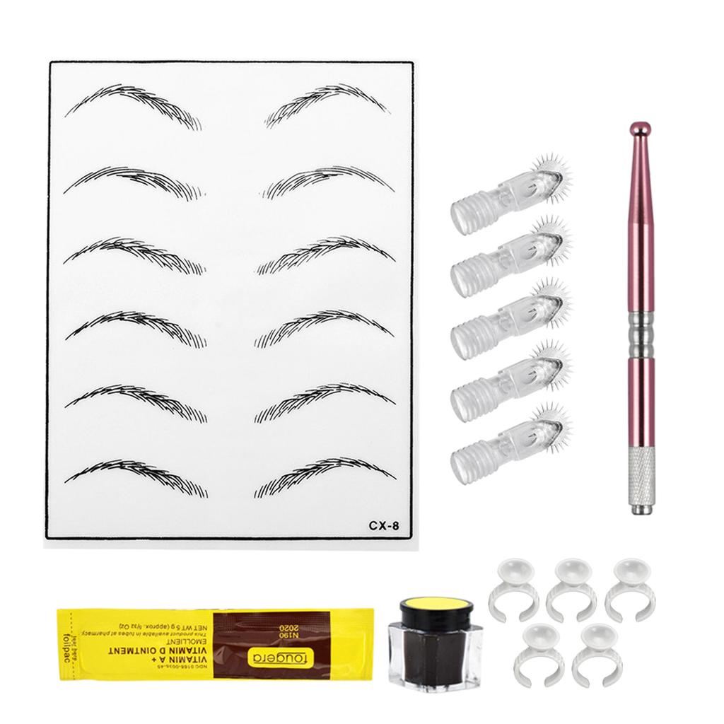 Pro Microblading  Training Kit Eyebrow Practice Exercise Tools Pink