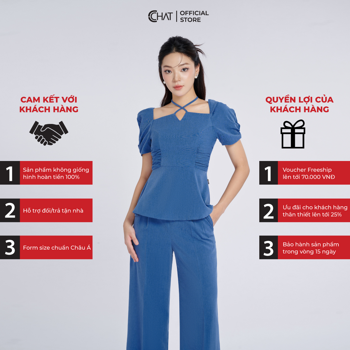 Set Đồ Nữ Bộ Quần Áo Cổ Vuông Dáng Suông Chất Thô Cao Cấp 53BNT2003ST