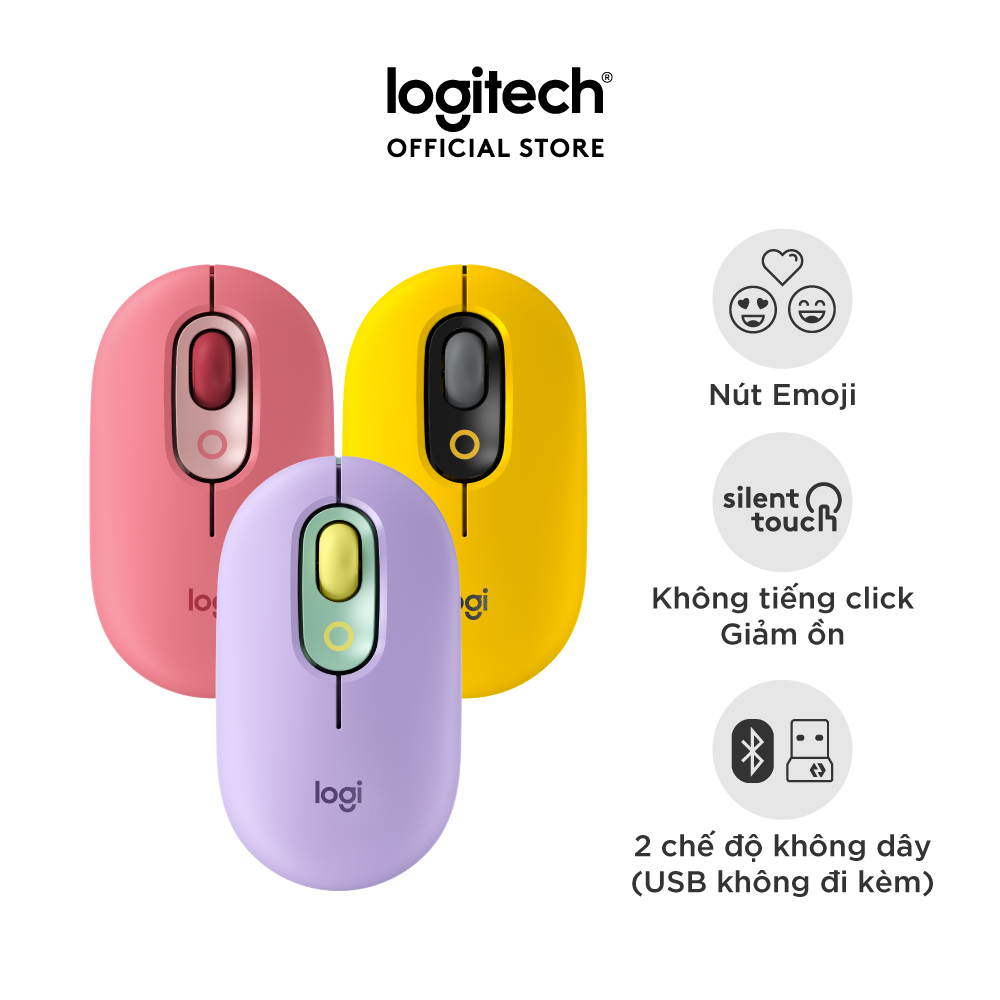 Hình ảnh Chuột không dây bluetooth Logitech POP MOUSE - giảm ồn, nút emoji tùy chỉnh - Hàng chính hãng