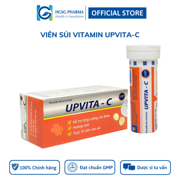 Viên sủi bổ sung vitamin hỗ trợ tăng cường sức khoẻ, nâng cao đề kháng Upvita-C Hộp 10 viên