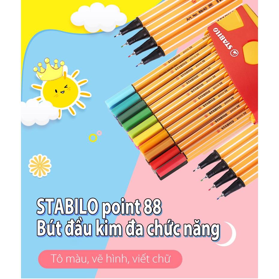 Bút kim STABILO Point 88 nét 0.4mm hộp thiếc 50 cây + Tuyển tập tô màu STABILO SVCB (PT8850MB)