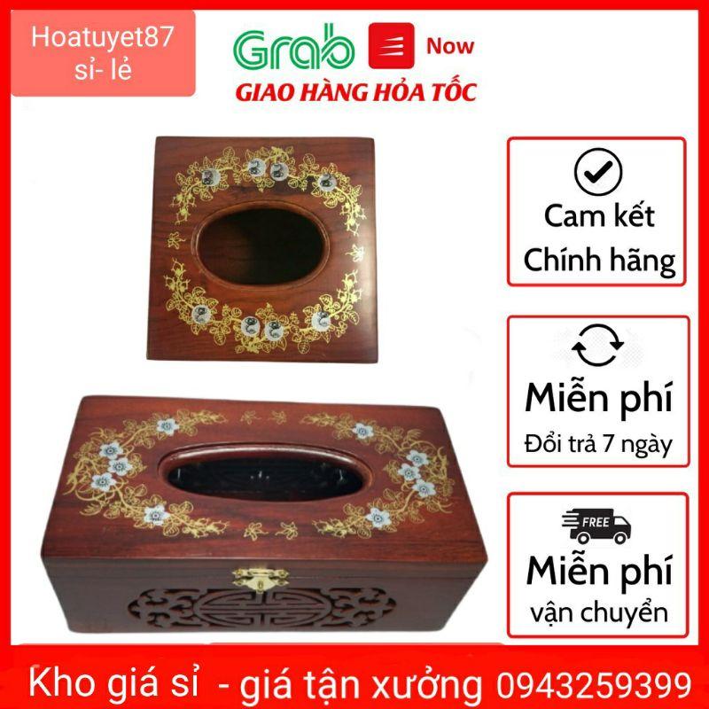 HỘP ĐỰNG GIẤY ĂN BẰNG GỖ HƯƠNG HOA VĂN PHONG THỦY LOẠI ĐẸP - ẢNH THẬT