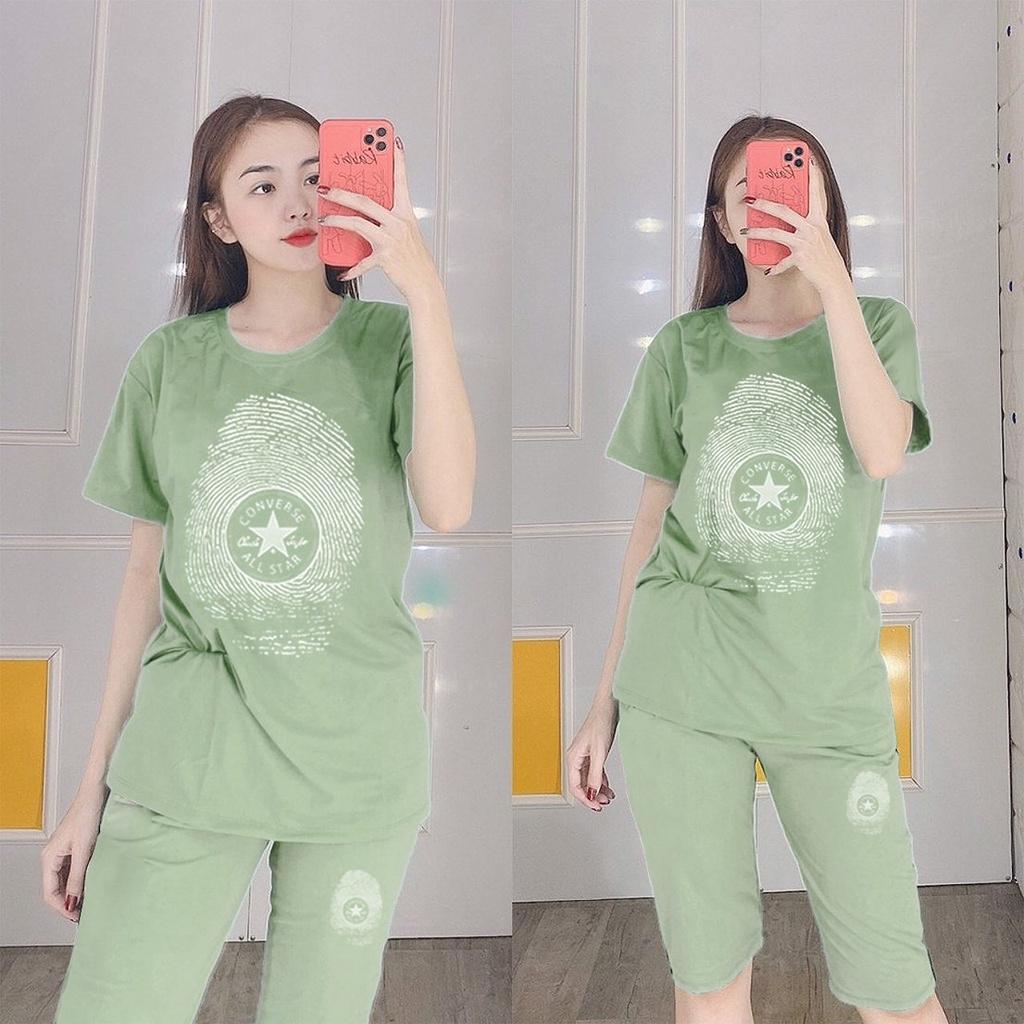 Đồ bộ mặc nhà nữ quần lửng bigsize mùa hè thun cotton thể thao đẹp dễ thương cute trung niên mặc ngủ đi chơi DBN03