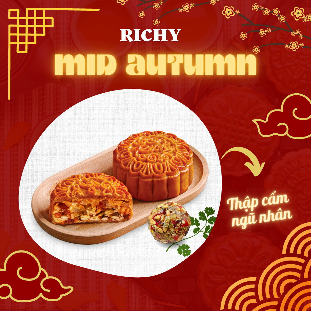 Bánh Trung Thu Richy - bánh nướng thập cẩm ngũ nhân 0 trứng 150g