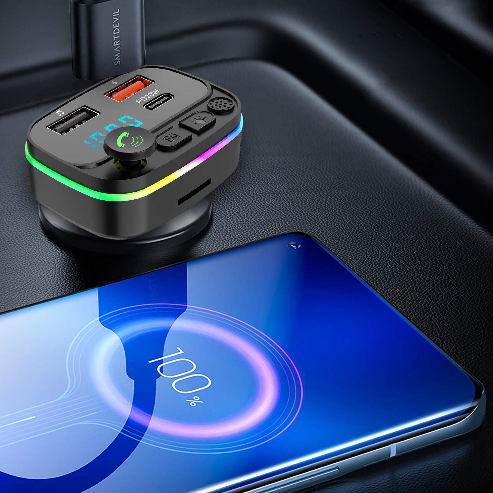 Bộ Phát FM Bluetooth 5.0 Trên Ô Tô Không Dây Mic Bộ Thu Âm Thanh Tự Động Máy Nghe Nhạc MP3 2 Cổng USB Nhanh Phụ Kiện Sạc Xe Hơi