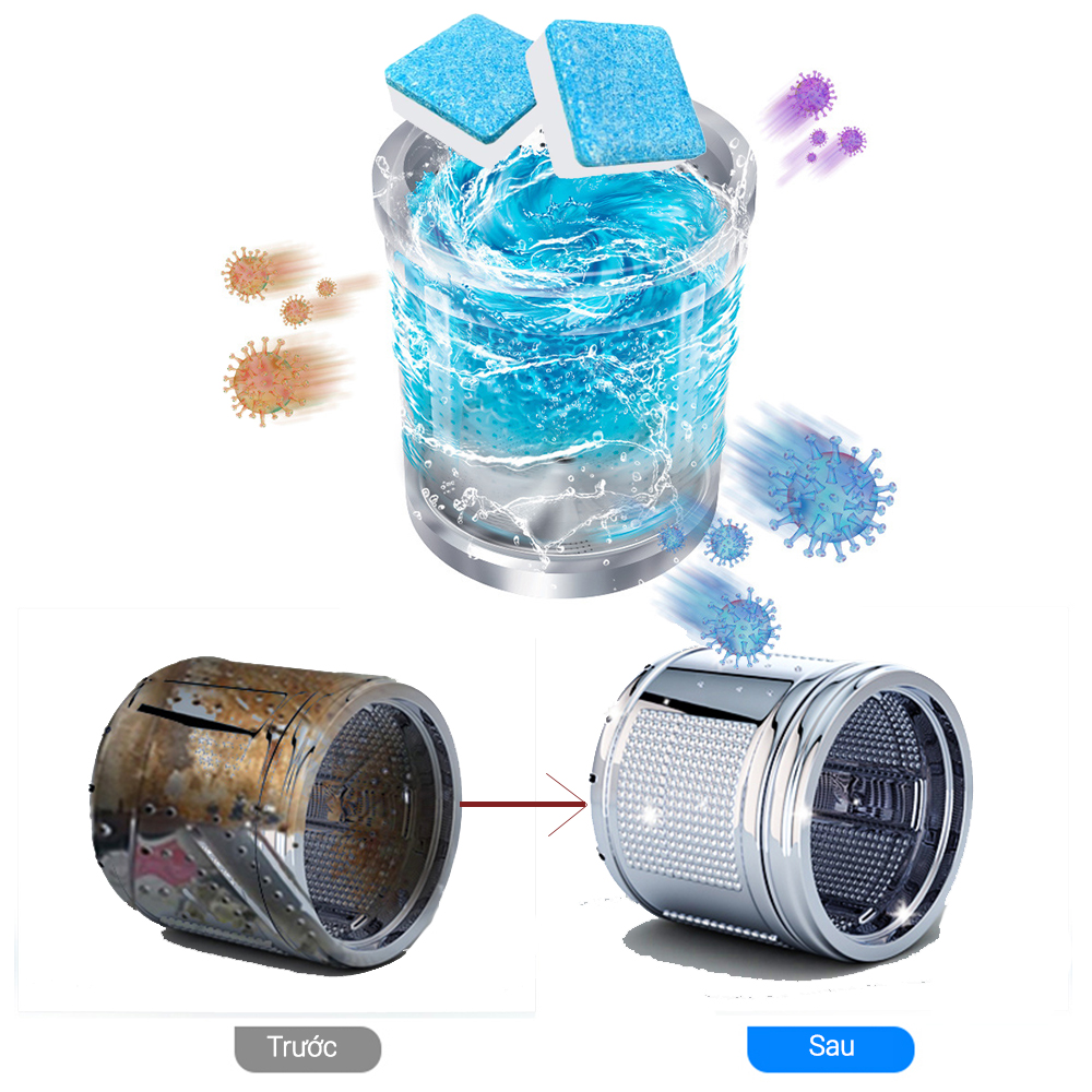 Combo Viên Tẩy Lồng Máy Giặt - Vệ Sinh Máy Giặt, Diệt Sạch Vi Khuẩn, Vệ Sinh Lồng Máy Giặt Và Khử Mùi Hiệu Quả - Dạng Sủi Xuất Xứ Nhật Bản