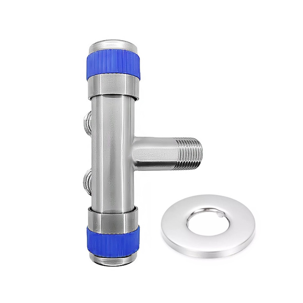 Hình ảnh Van, vòi nước lạnh Inox đa năng -  2 van đóng mở riêng biệt, 1 đầu nguồn - 2 vòi nước 