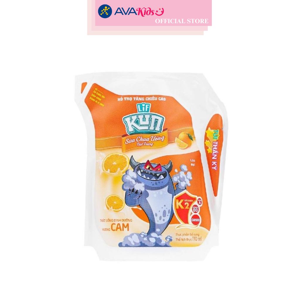 Thùng 24 túi sữa chua uống tiệt trùng LiF Kun vị cam 110 ml (từ 2 tuổi)
