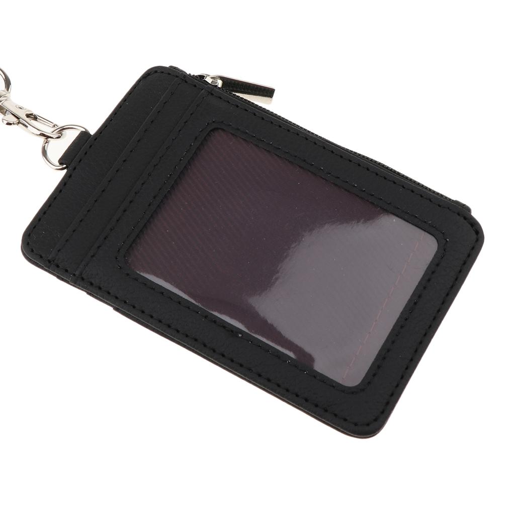 Footful 3 Gói Đứng Da PU Kinh Doanh Dây Kéo Huy Hiệu Thẻ Tag Giá Đỡ Dây Đeo Cổ