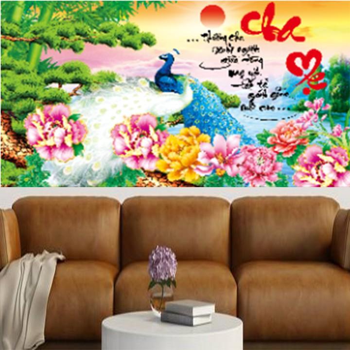 Tranh thêu cha mẹ công hoa mẫu đơn X8082 - kích thước: 80 * 48cm.