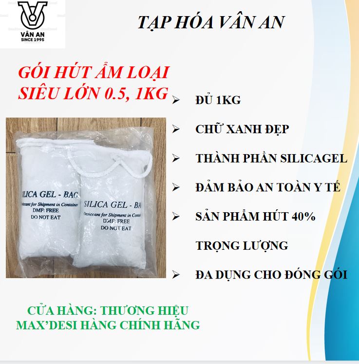 1kg gói hút ẩm cực lớn dùng cho nhà xường, phòng ngủ, tủ quần áo hàng chính hãng