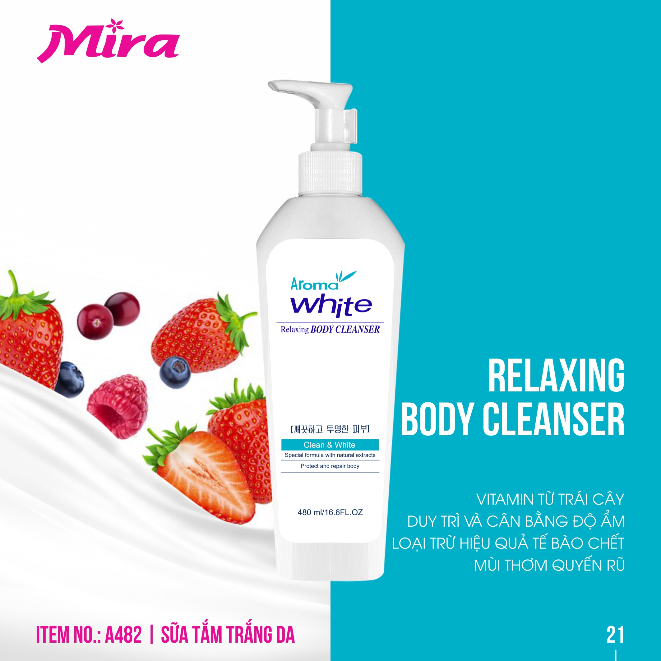 Sữa Tắm Trắng Aroma White Relaxing Body Cleanser (480ml)