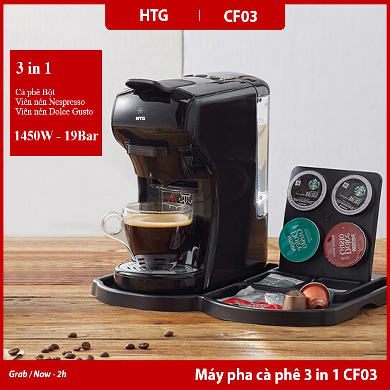 Máy pha cà phê viên nén Stelang ST504 3 trong 1, dùng được cà phê bột và Dolce Gusto, Nespresso, áp suất 19 bar hàng chính hãng