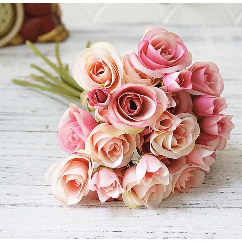 Bó hoa hồng ngoại xinh xắn, bó hoa cô dâu - hoa lụa