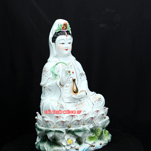 TƯỢNG PHẬT QUAN ÂM MEN SỨ - ĐẾ XANH