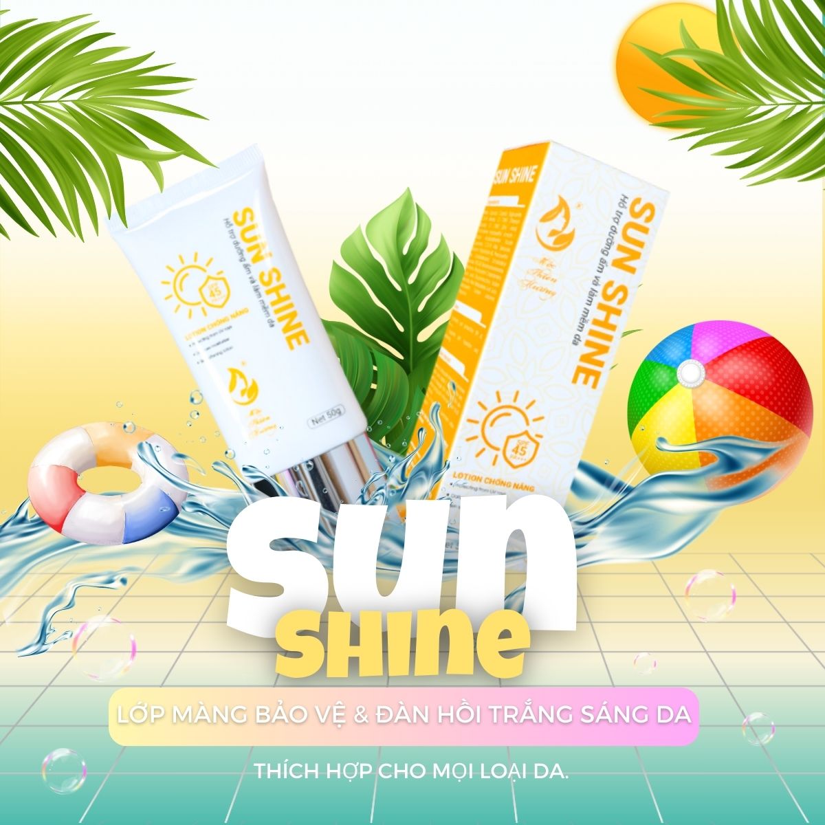 Kem Chống Nắng Dưỡng Da Mặt Sun Shine Mộc Thiên Hương SPF 45, PA+++ (50gr)