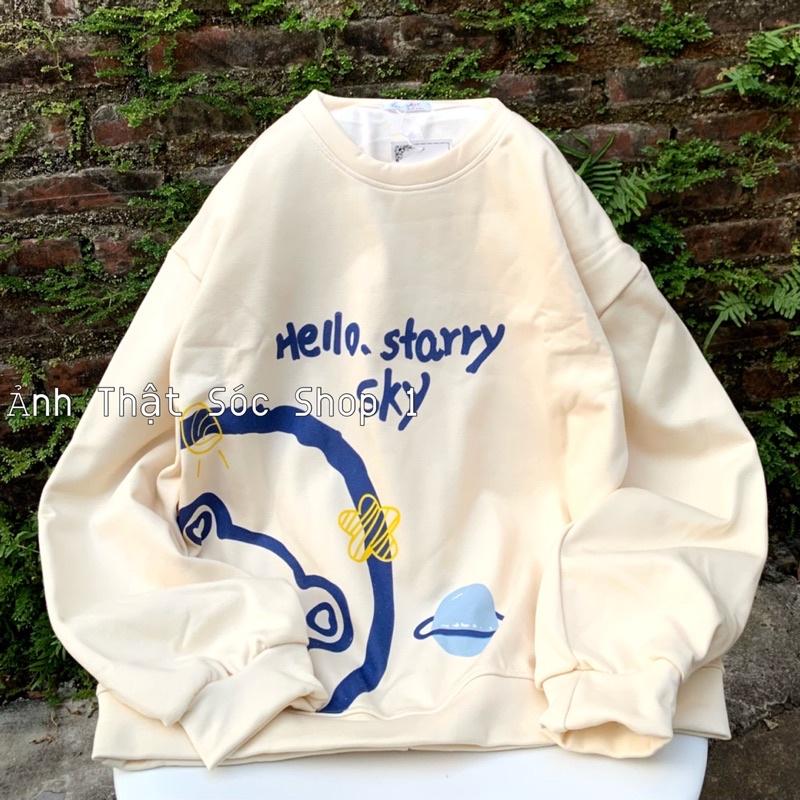 ÁO SWEATER Gấu Hello, Áo Nỉ Thụng Tay Phồng