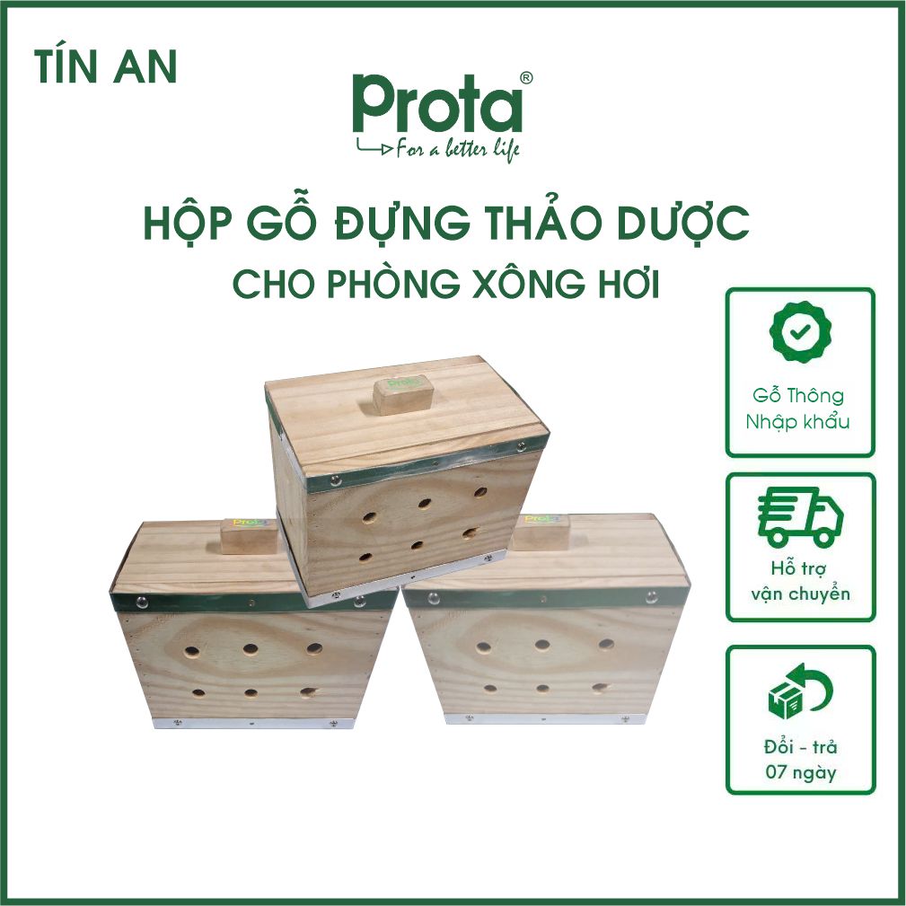 [CHÍNH HÃNG] HỘP GỖ ĐỰNG THẢO DƯỢC CHO PHÒNG XÔNG HƠI PROTA