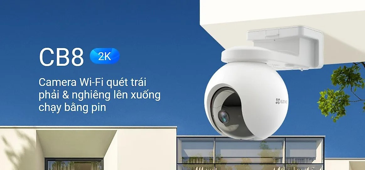 Camera IP Wifi EZVIZ CB8 2K 3MP dùng PIN sạc 10400 mAh "sử dụng 210 ngày", có màu ban đêm, bao phủ toàn cảnh 360 độ - Hàng Chính Hãng