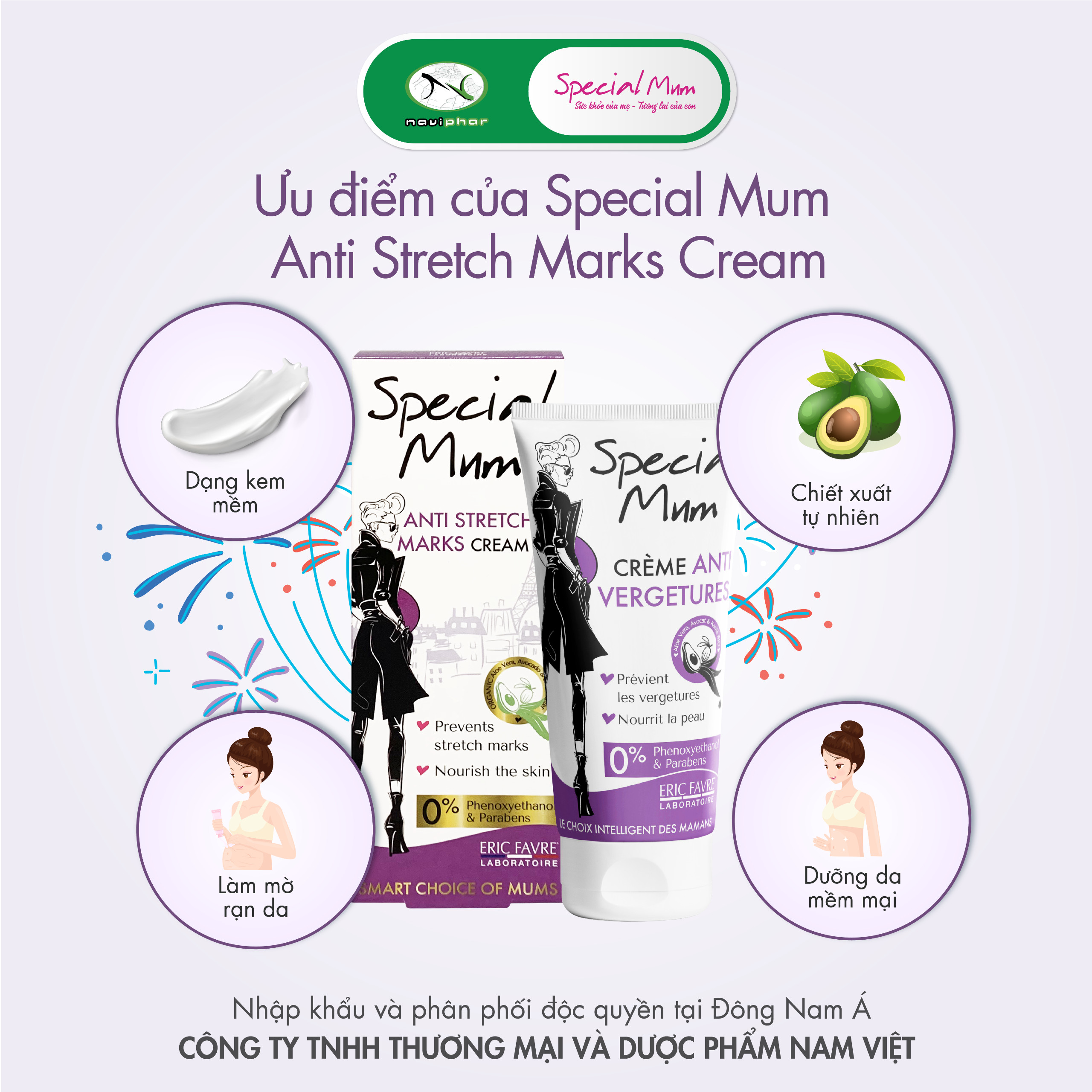 Special Mum Anti Stretch Marks Cream - Hỗ trợ làm mờ các nếp nhăn trên da, rạn da, dưỡng ẩm da [Nhập khẩu Pháp]