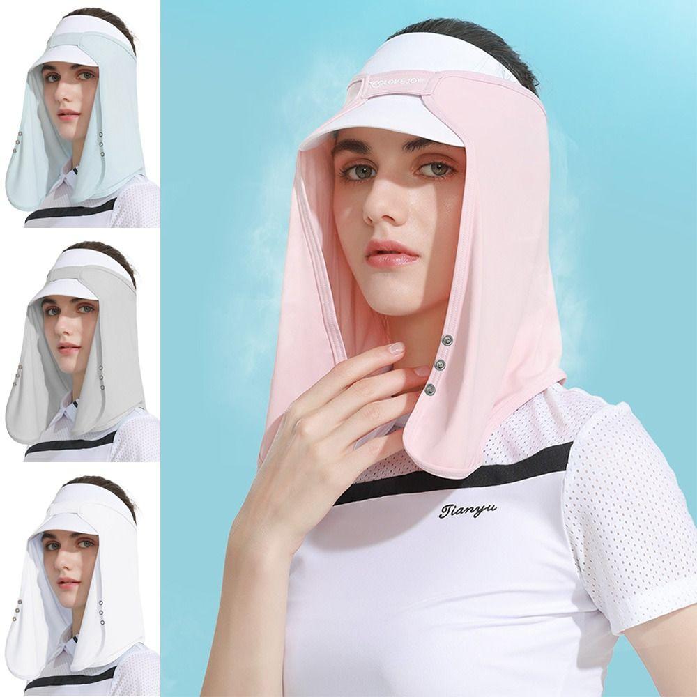 Mùa hè Ice Silk Sun Mat Neck Never Outdoor Sports Face Face Protector Sunshade Arepable UV Protection Cap Casquette Color: Blue