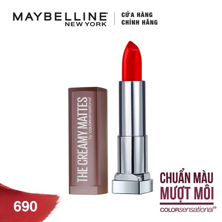 Son Lì Siêu Nhẹ Môi Maybelline New York Color Sensational Creamy Mattes 4.2g - Màu 690 Đỏ Tươi Siren In Scarlet