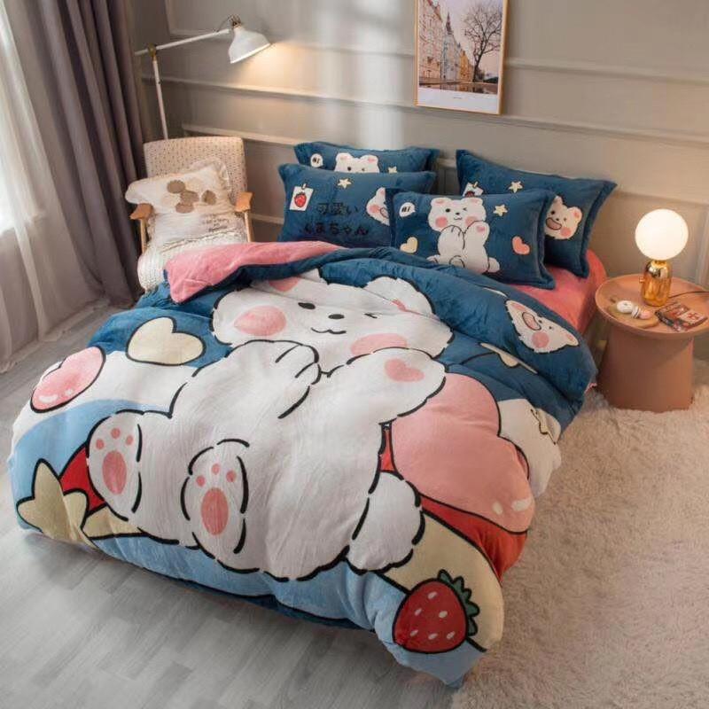 Bộ Chăn Ga Gối Nỉ Nhung 5D -PP