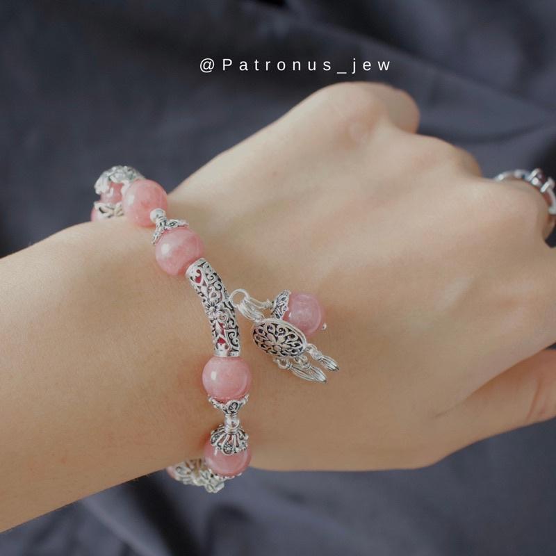 Vòng Tay Đào Hoa Phối Charm Bạc 925 VTDHCB92522A Patronus