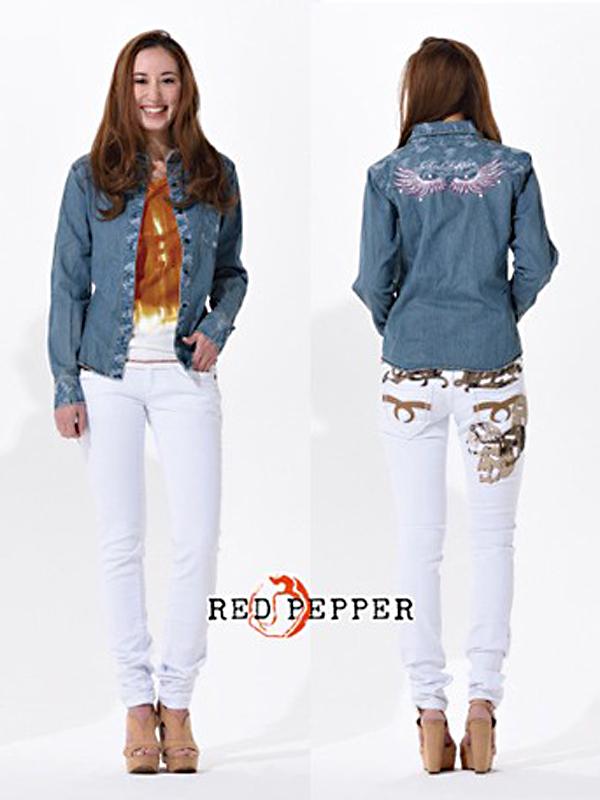Áo Sơ Mi Nữ Red Peper Denim Embroidery Wings Shirt - SIZE M