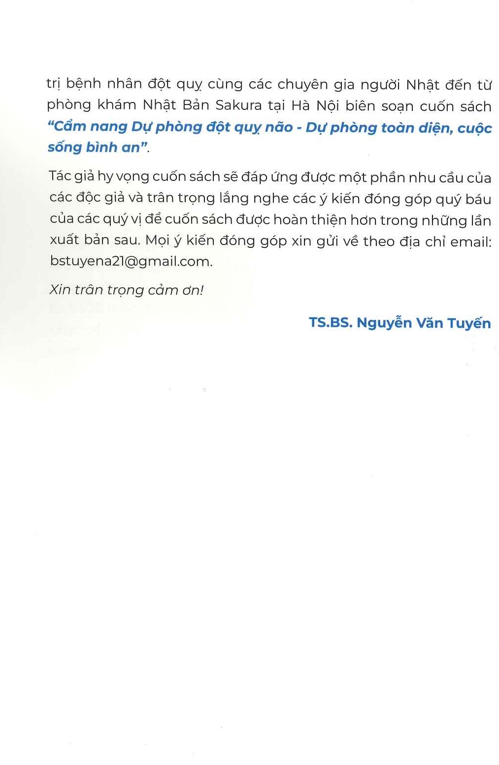 Cẩm nang Dự Phòng Đột Quỵ Não (Bản in màu) - TS.BS. Nguyễn Văn Tuyến