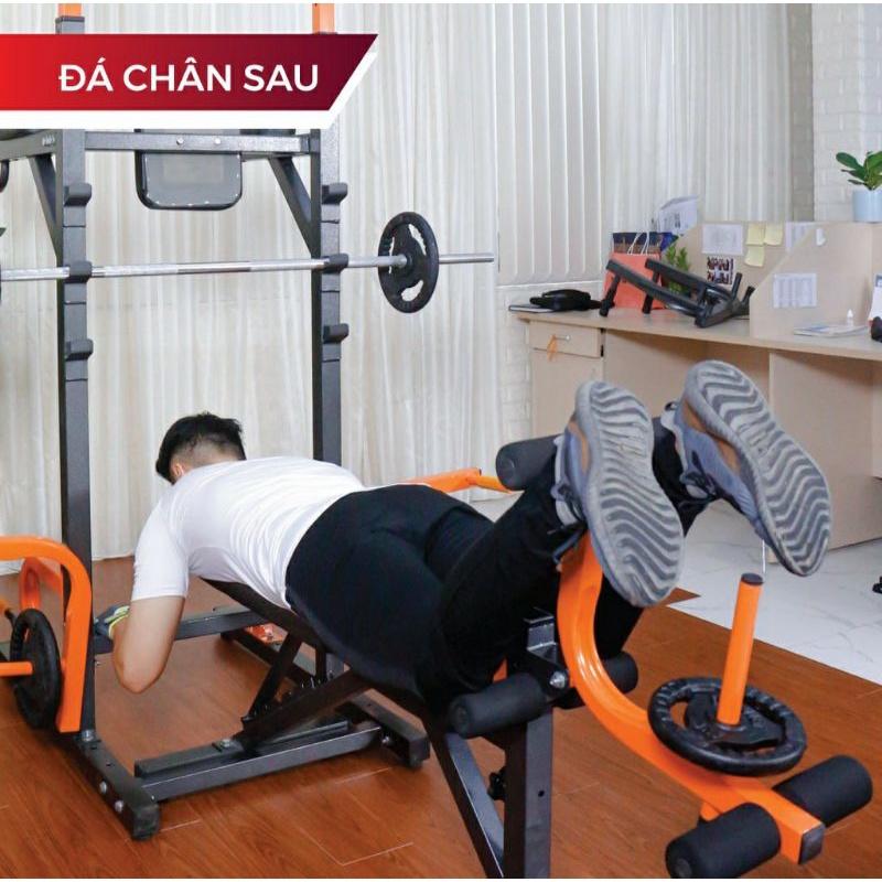 Ghế tập tạ đa năng xà đơn xà kép Hoàng Đức Sport 1608 xuất khẩu mẫu mới nhất kèm găng tay tập tạ xuki