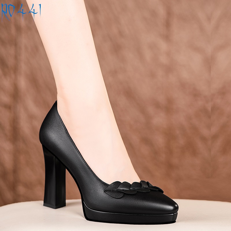 Giày cao gót nữ da lì cao cấp ROSATA RO441 - 8p - Đen, Đỏ, Kem - HÀNG VIỆT NAM - BKSTORE