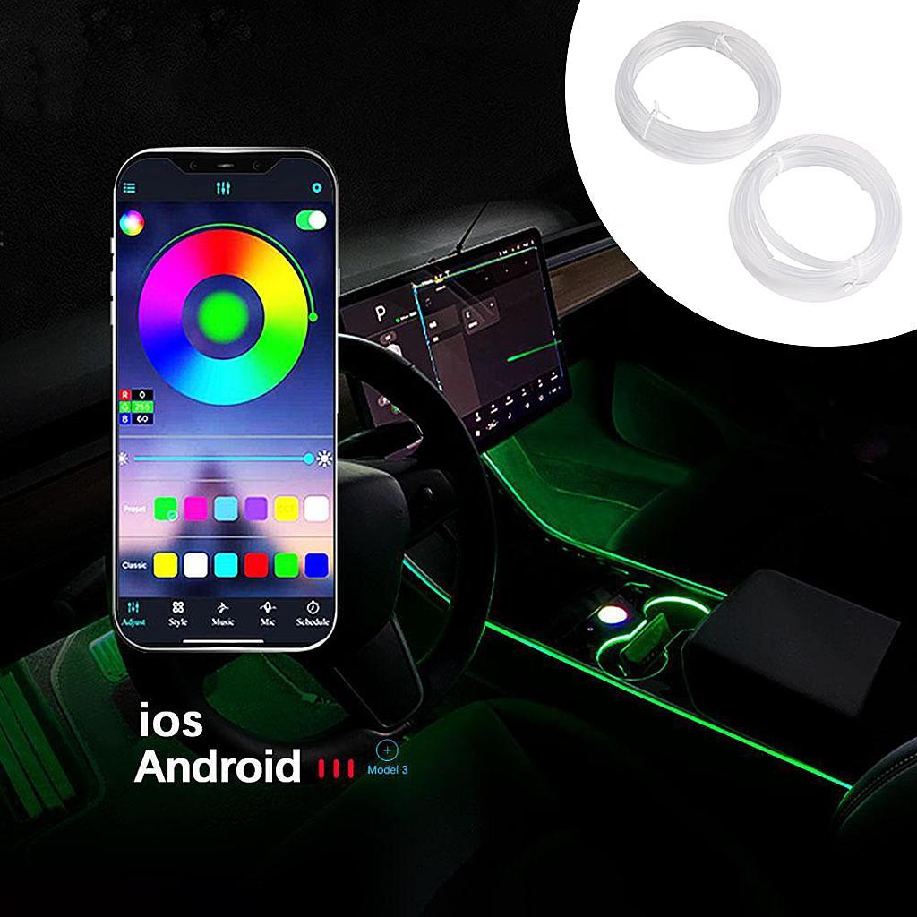 Car Interior Strip Light Colorful RGB Automobile Atmosphere Lighting Set Wireless Bluetooth APP Control Decorative Lights