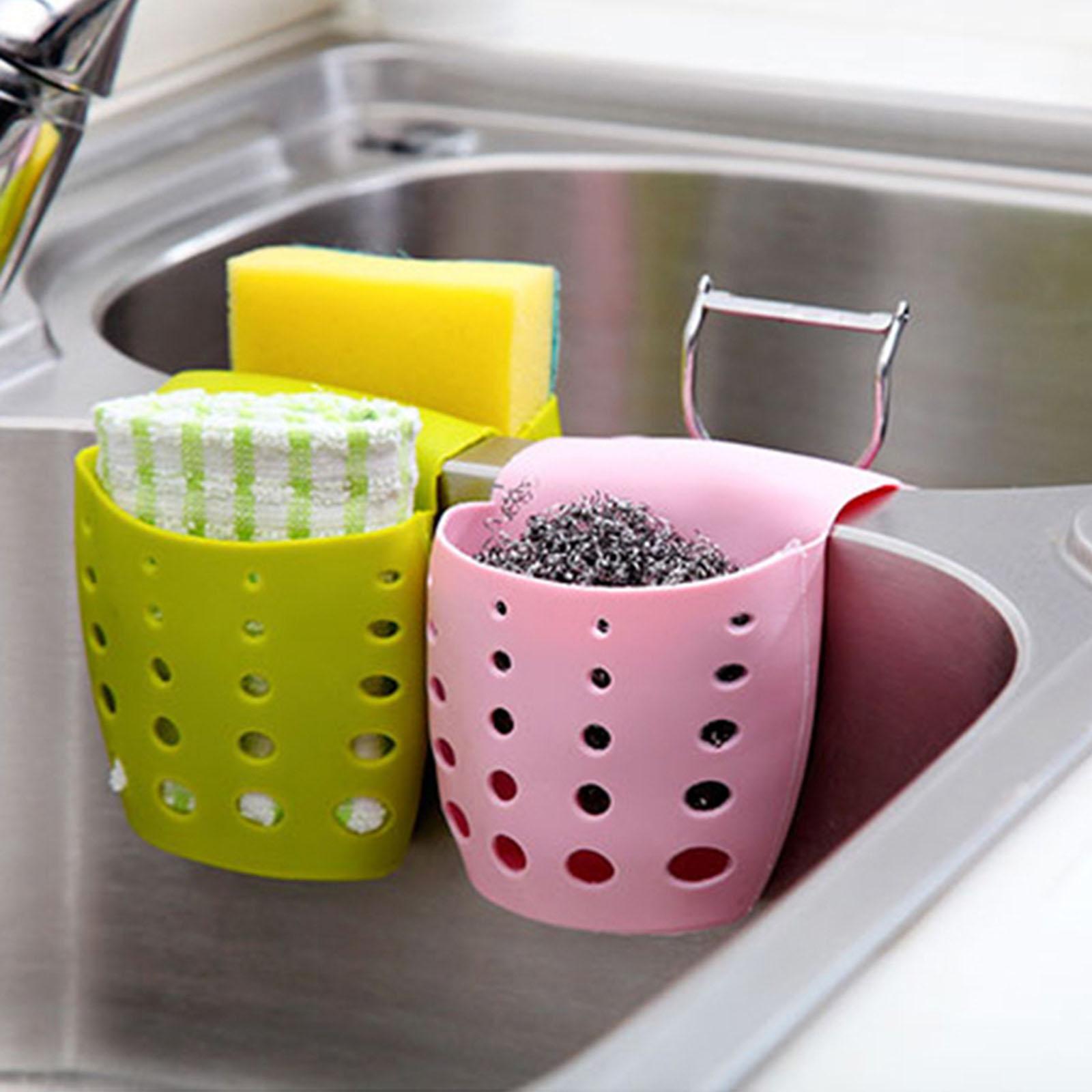 Kitchen Sink Sponge Holder Soap Caddy Organizer Blue