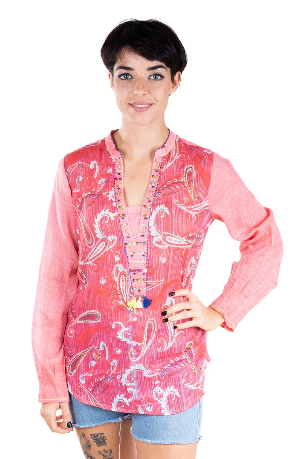 Áo Sơ Mi Thêu Kết Hạt Cao Cấp Cotton Isla Bonita