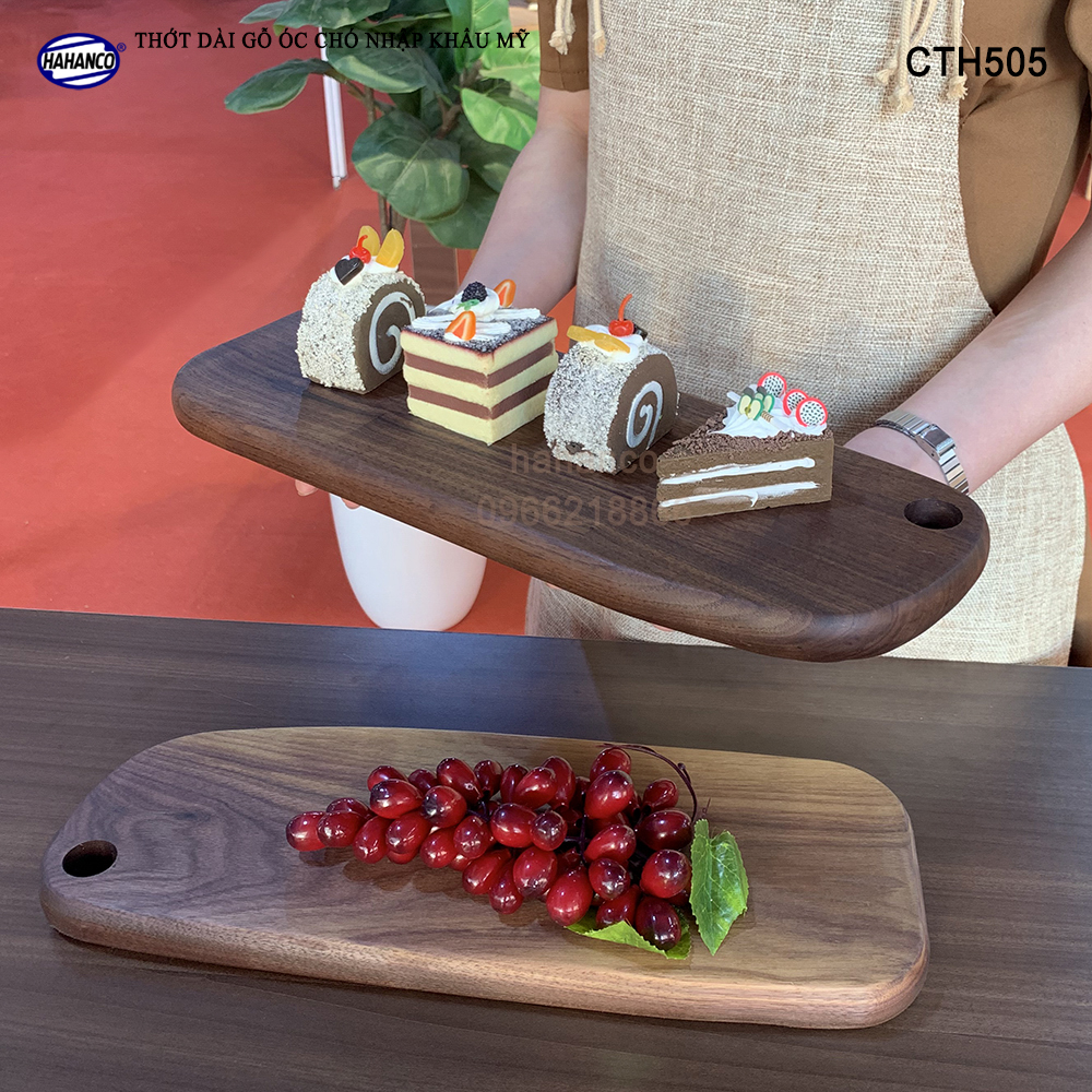 Thớt gỗ óc chó nhập khẩu Mỹ liền khối trang trí bàn ăn/ khay bánh mì/trái cây tráng miệng/bít tết/ Kê Thức Ăn Khi Thái/Pizza/Decor/chụp ảnh sản phẩm/Beef Steak- CTH505