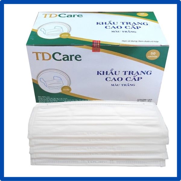 Hình ảnh Khẩu Trang Y Tế TDCare 4 Lớp-Màu Trắng-Hộp 50 Cái