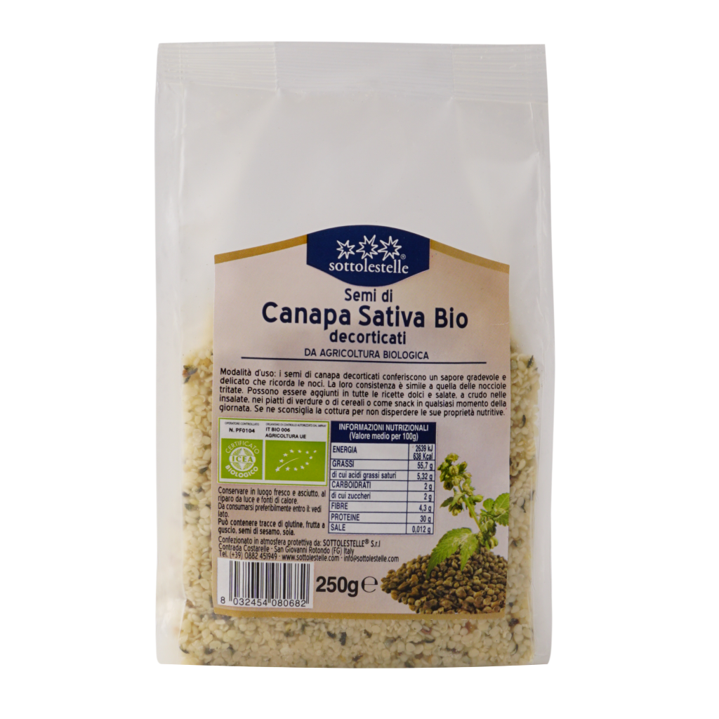 Hạt Gai Dầu Hữu Cơ Đã Tách Vỏ 250g Sottolestelle Organic Shelled Hemp Seeds