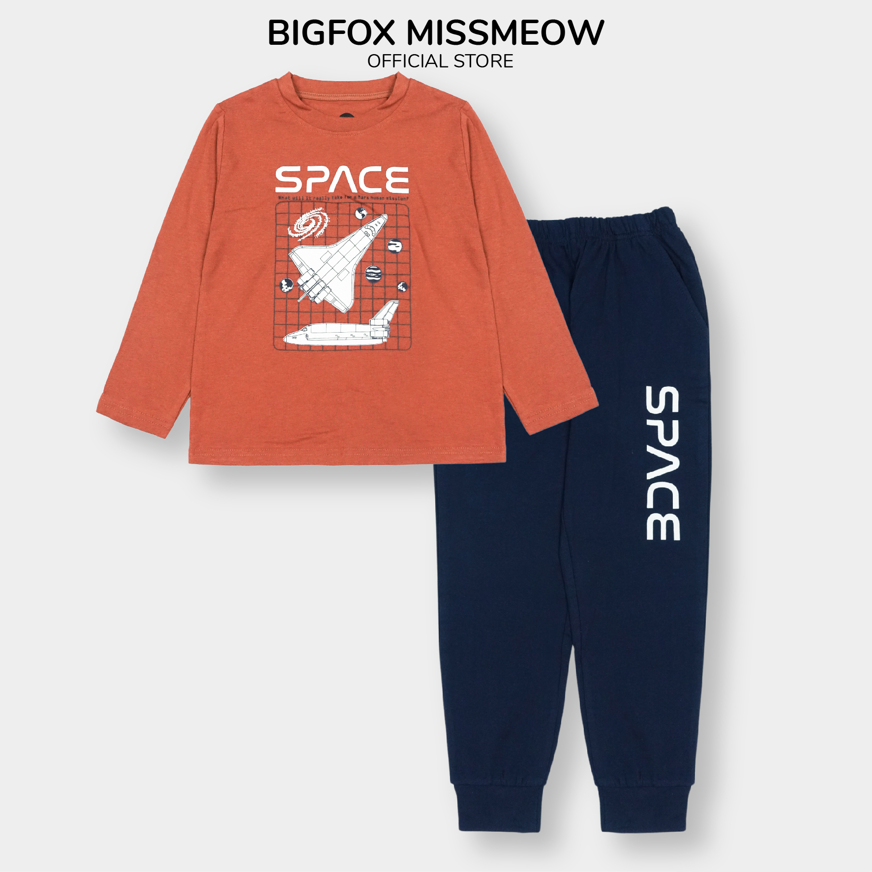 Bộ thu đông bé trai Bigfox Miss Meow phom Hàn Quốc, quần áo cotton dài tay size đại trẻ em 3,5,8,9,11 tuổi 40kg